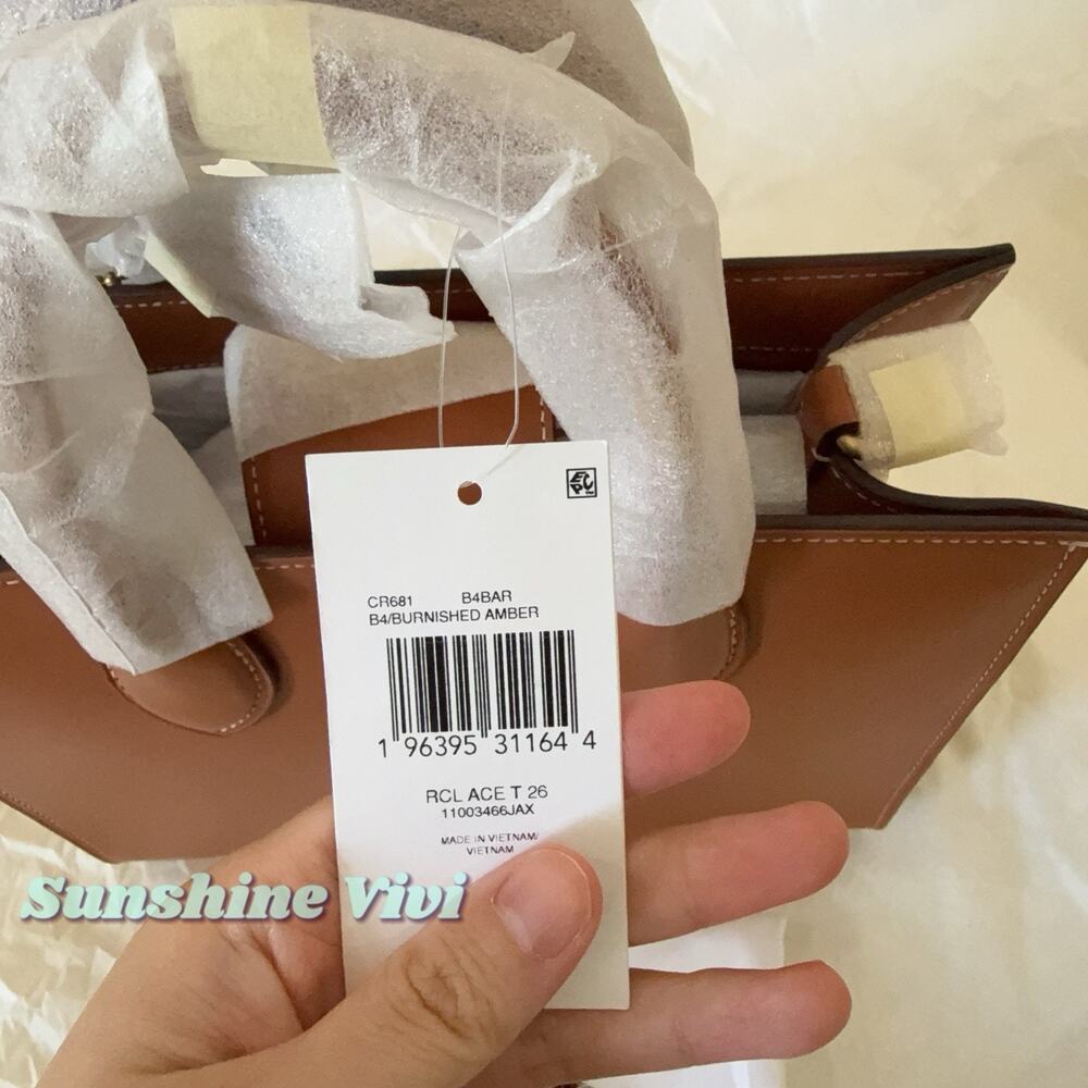 NWT Coach Ace Tote 26 Bag tote bag CR681 B4/BURNISHED AMBER Refined calf leather - Picture 5 of 7